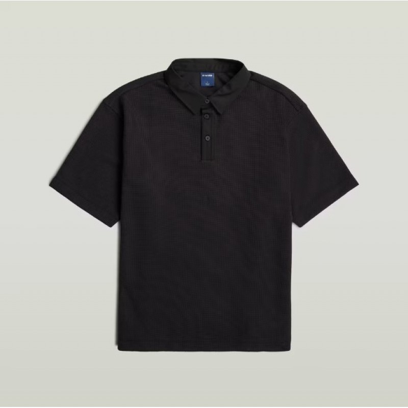 G-STAR Heavy waffle loose polo ss